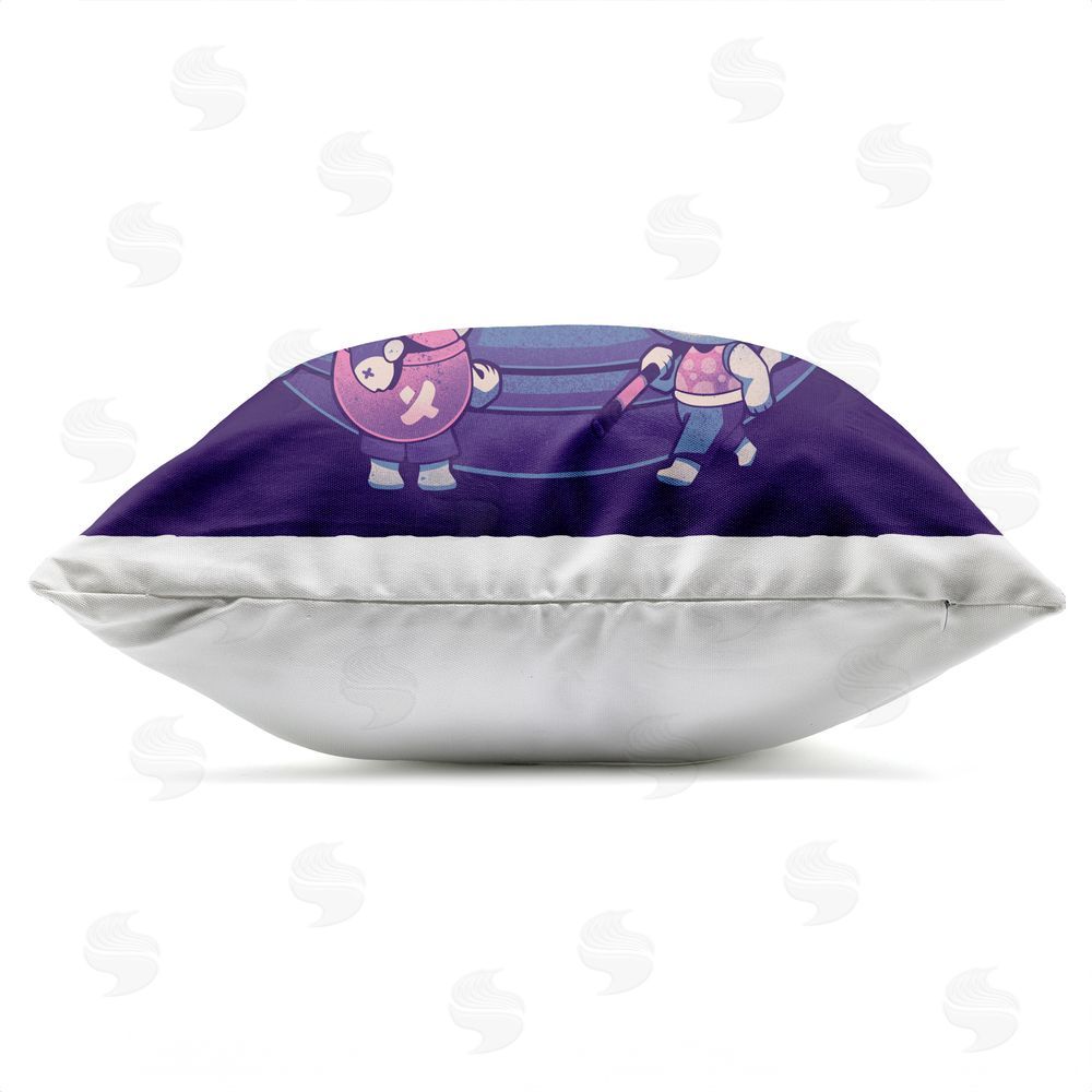 EduEly Designs Teapot Cats Having Fun Outdoor Quick-Dry Polyester Square Throw Pillow Zipper Detail