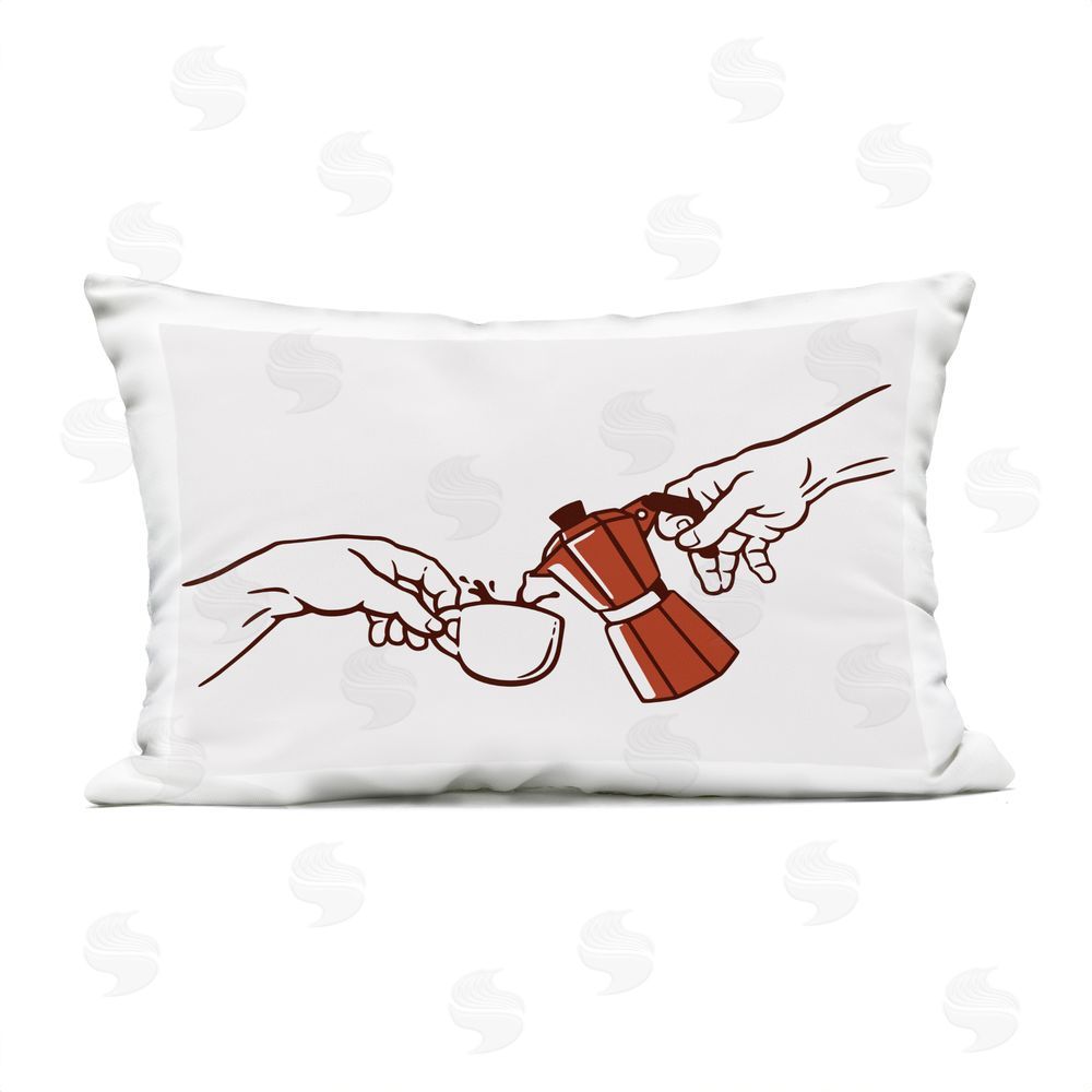 Tobe Fonseca Creation Of Coffee Classic Parody Outdoor Printed Throw Pillow