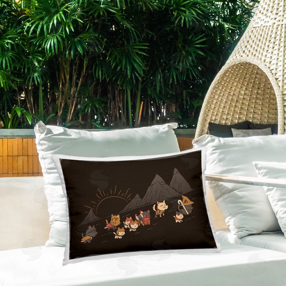 Tobe Fonseca Iconic Furrowship Of Ring Cats Outdoor Quick-Dry Polyester Printed Lumbar Pillow on Patio