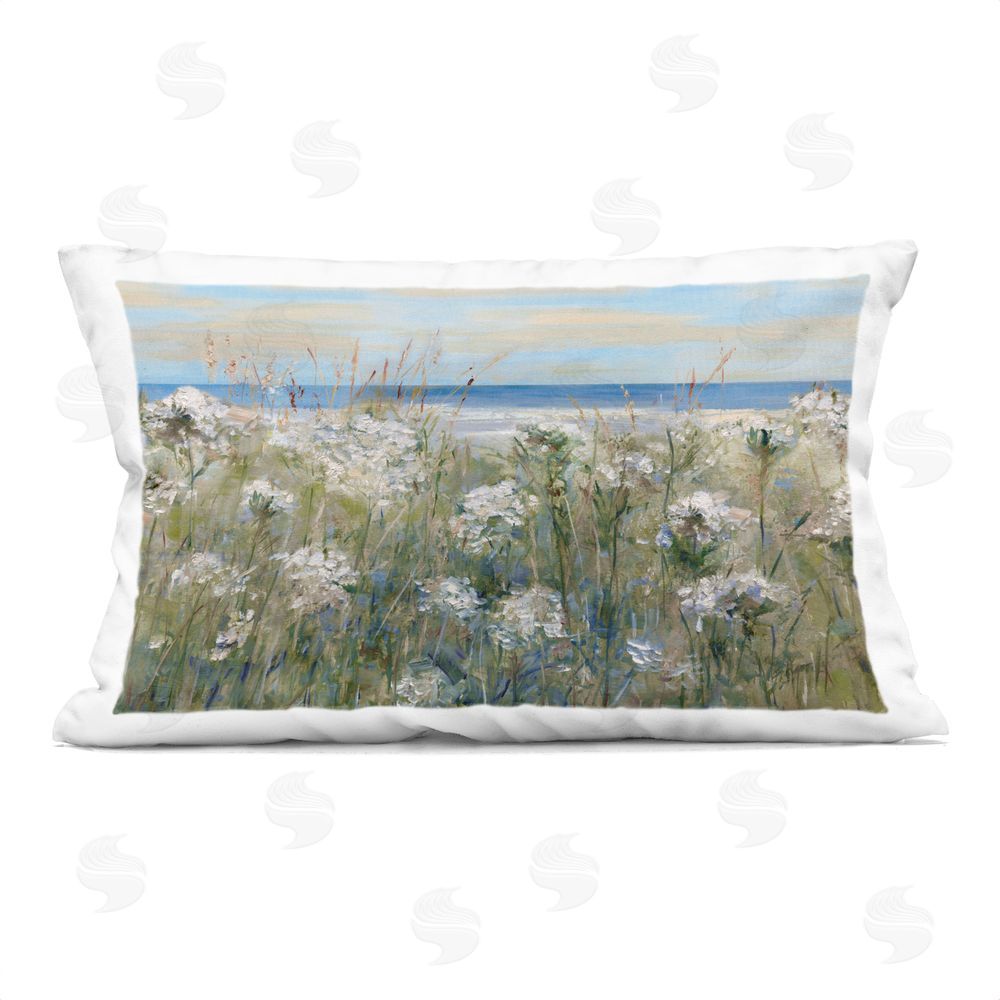 Sally Swatland Impressionist Seaside Meadow Indoor Plush Polyester Lumbar Pillow
