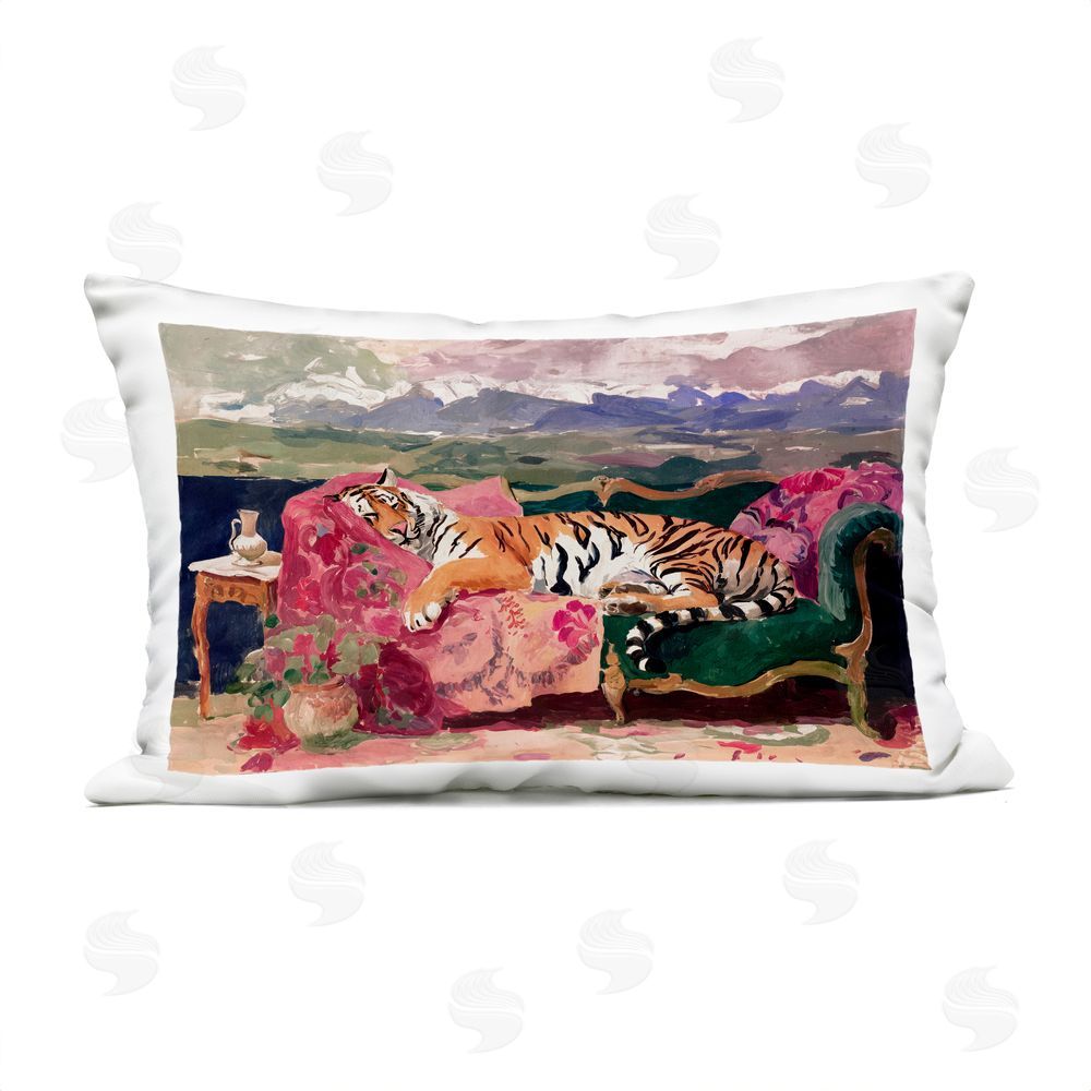 Annabelle Hall Velvet Lair Tiger Resting Outdoor Quick-Dry Polyester Lumbar Pillow