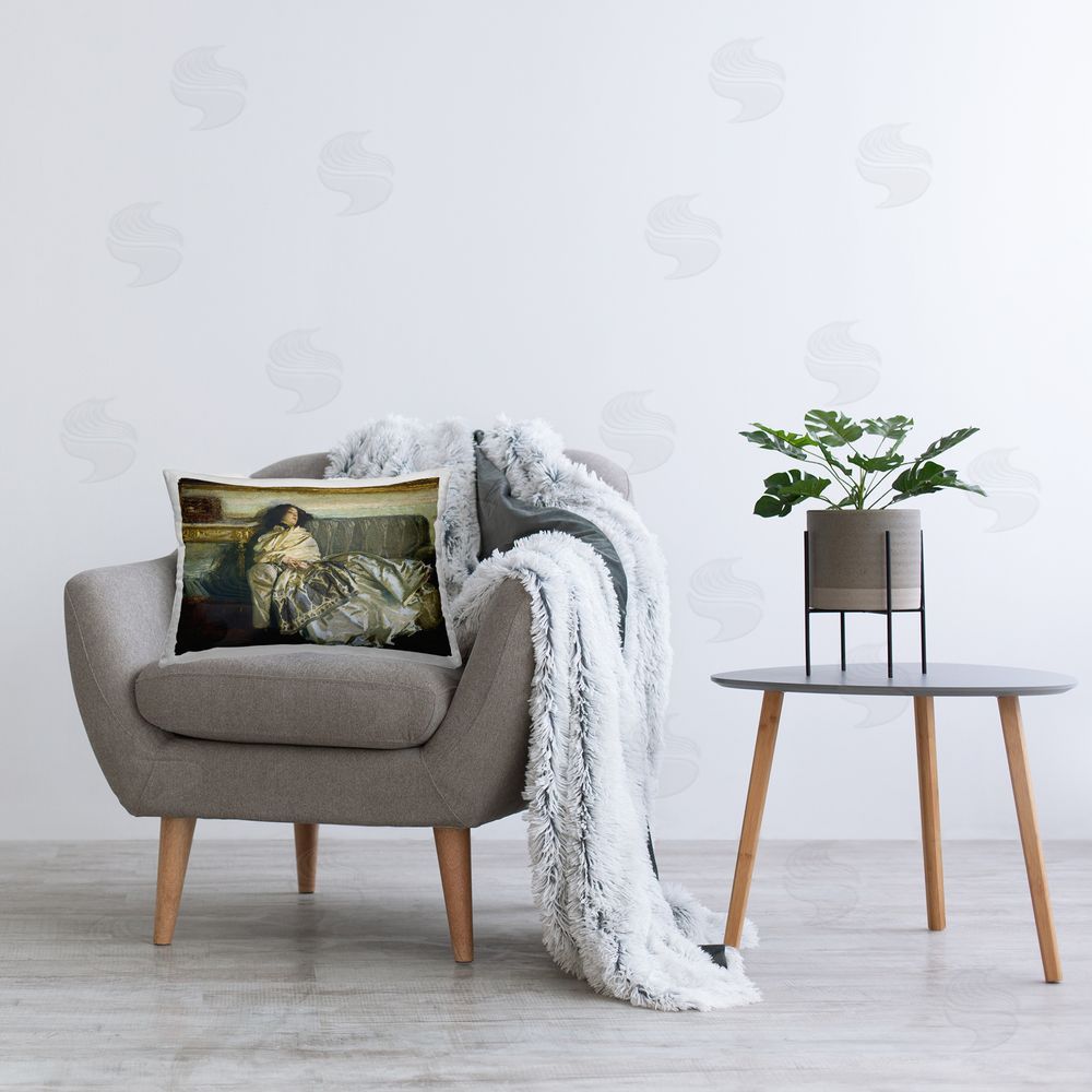 Lil' Rue Restful Woman Classic Plush Polyester Printed Lumbar Pillow on Chair