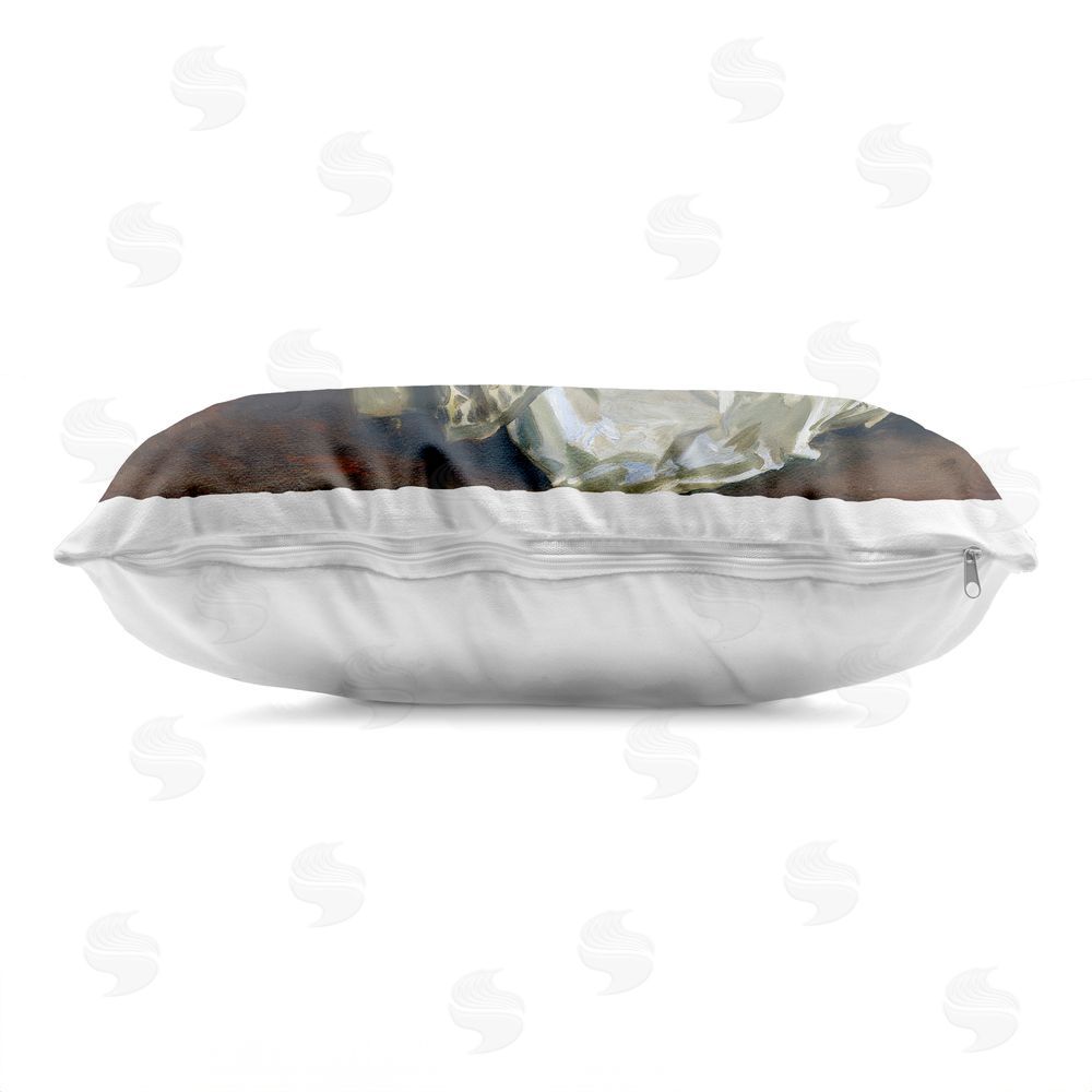 Lil' Rue Restful Woman Classic Indoor Plush Polyester Lumbar Pillow Zipper Detail