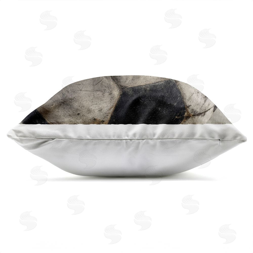 Ziwei Li Weathered Soccer Ball Outdoor Quick-Dry Polyester Square Throw Pillow Zipper Detail