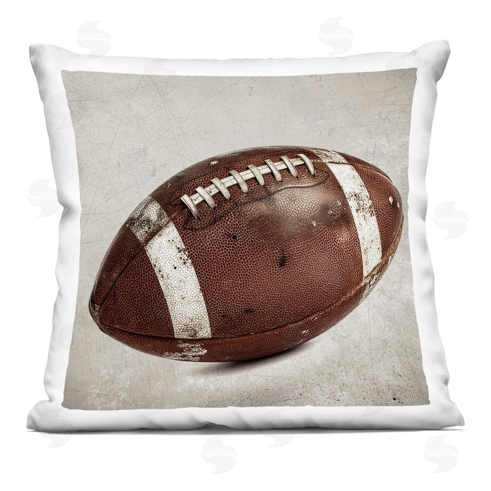Ziwei Li Vintage Leather Football Indoor Plush Polyester Square Throw Pillow