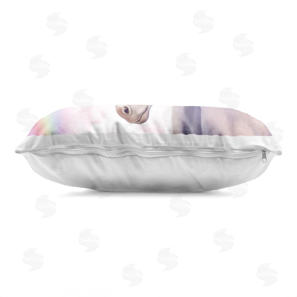Ziwei Li Unicorn Beneath Rainbow Arch Indoor Plush Polyester Lumbar Pillow Zipper Detail