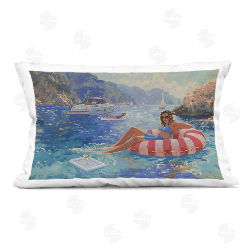 Ziwei Li Summer Relaxation on Float Indoor Plush Polyester Lumbar Pillow