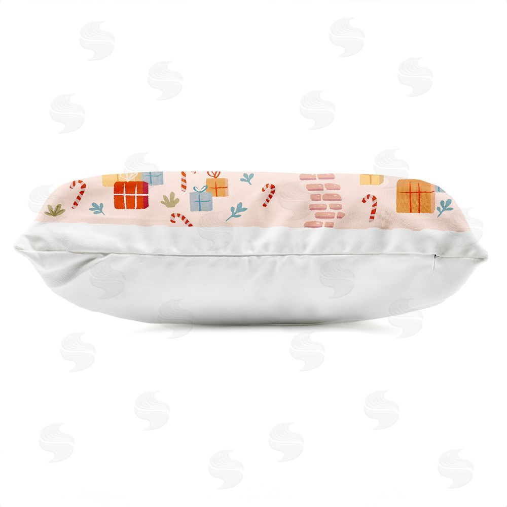 Ziwei Li Gingerbread Cottage with Candy Canes Outdoor Quick-Dry Polyester Lumbar Pillow Zipper Detail