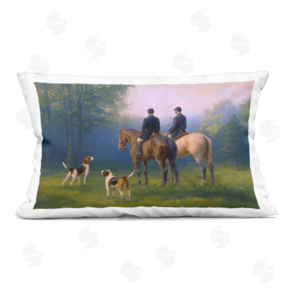 Ziwei Li Morning Ride with Hounds Indoor Plush Polyester Lumbar Pillow