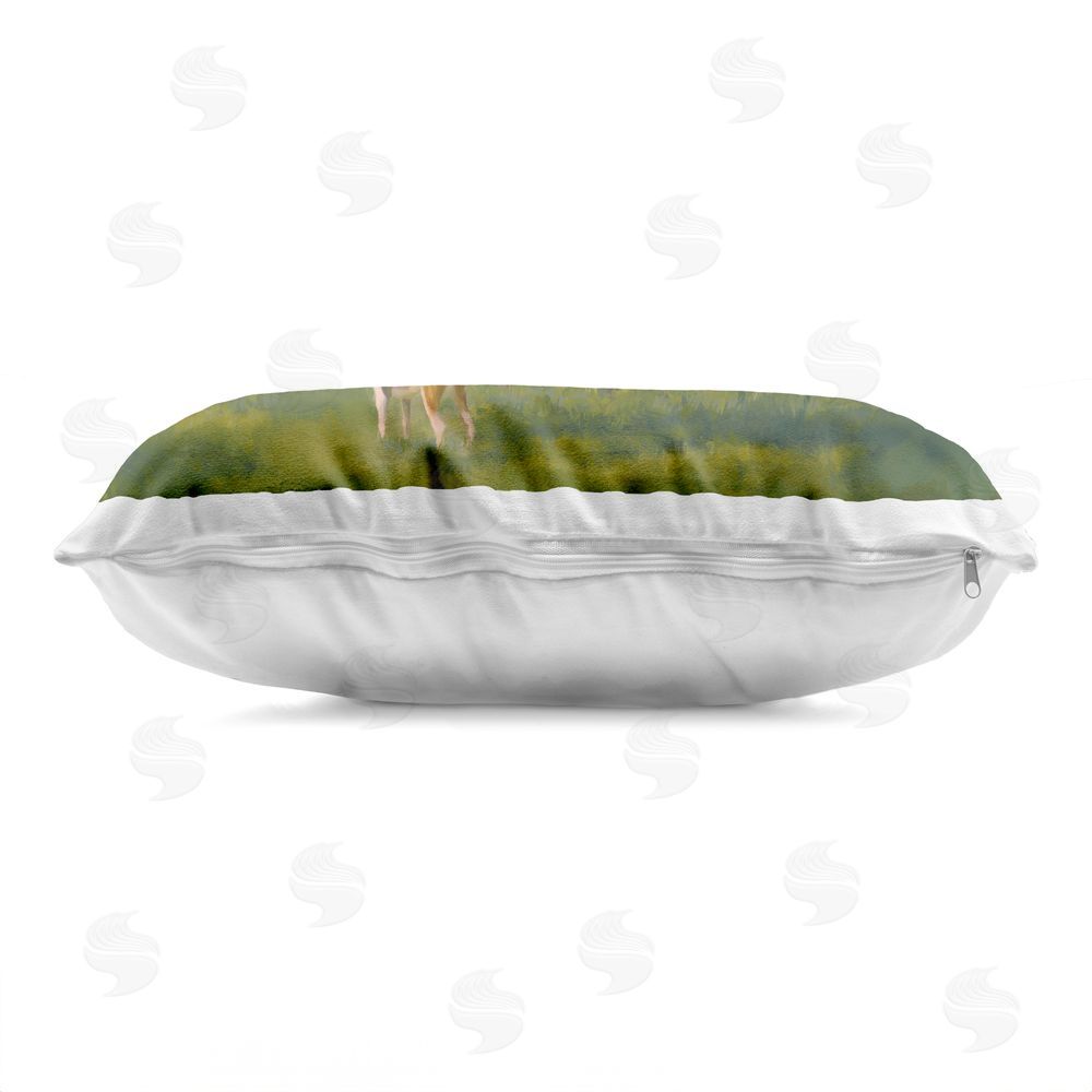 Ziwei Li Morning Ride with Hounds Indoor Plush Polyester Lumbar Pillow Zipper Detail