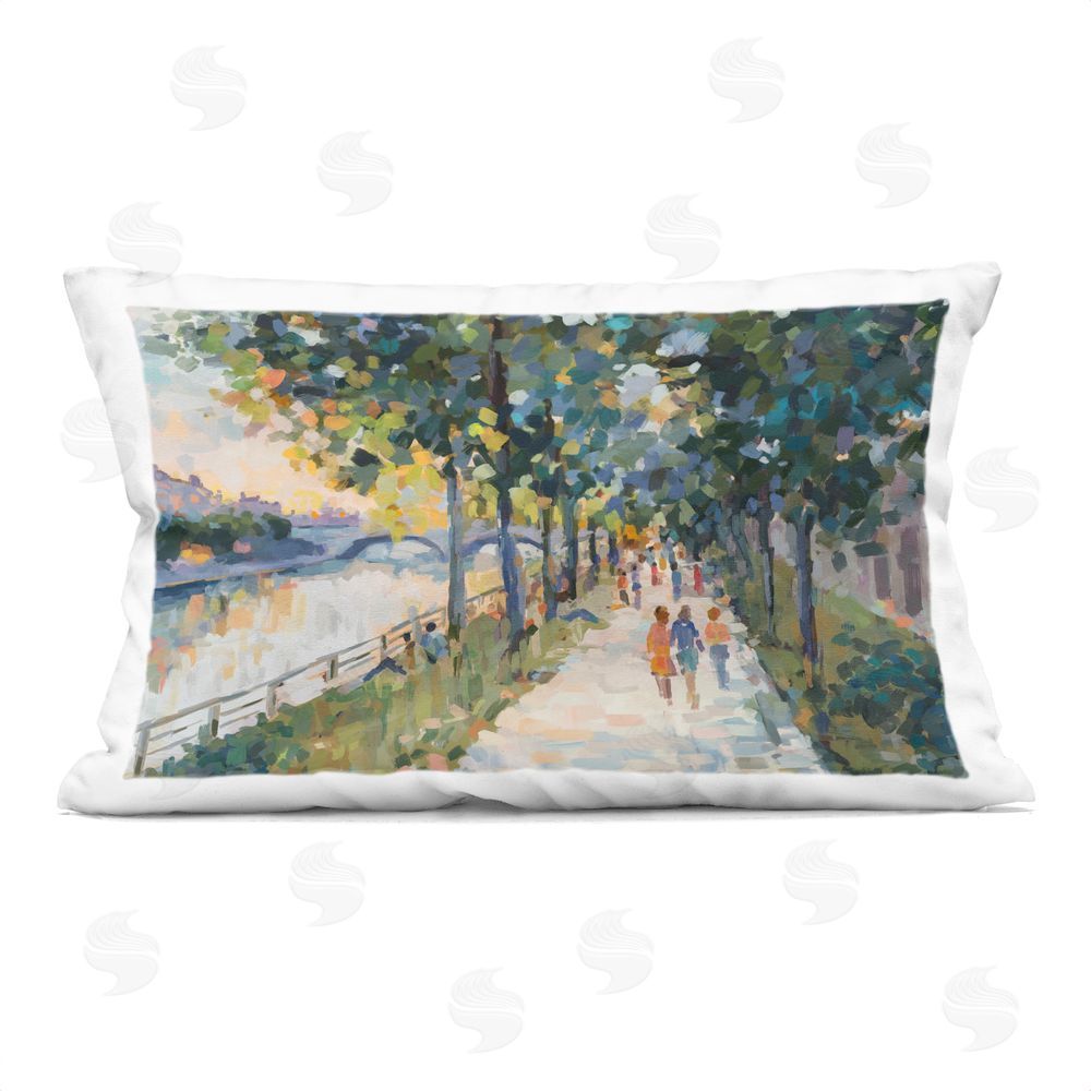 Ziwei Li Impression of River Pathway Indoor Plush Polyester Lumbar Pillow