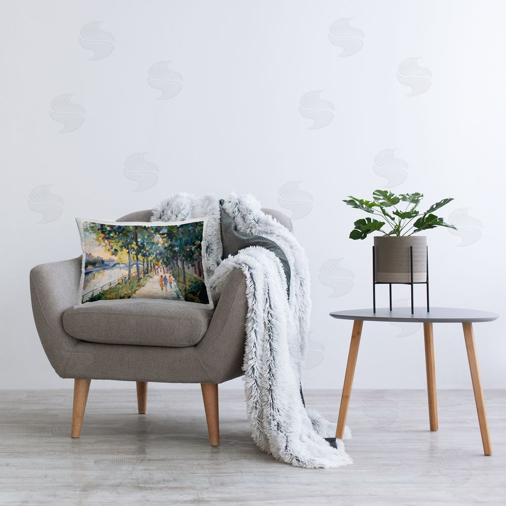 Ziwei Li Impression of River Pathway Plush Polyester Printed Lumbar Pillow on Chair