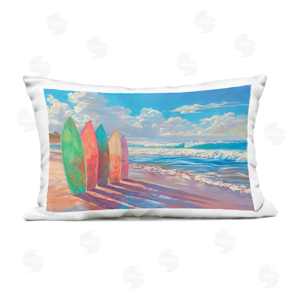 Ziwei Li Sunlit Surfboards by Shore Outdoor Quick-Dry Polyester Lumbar Pillow