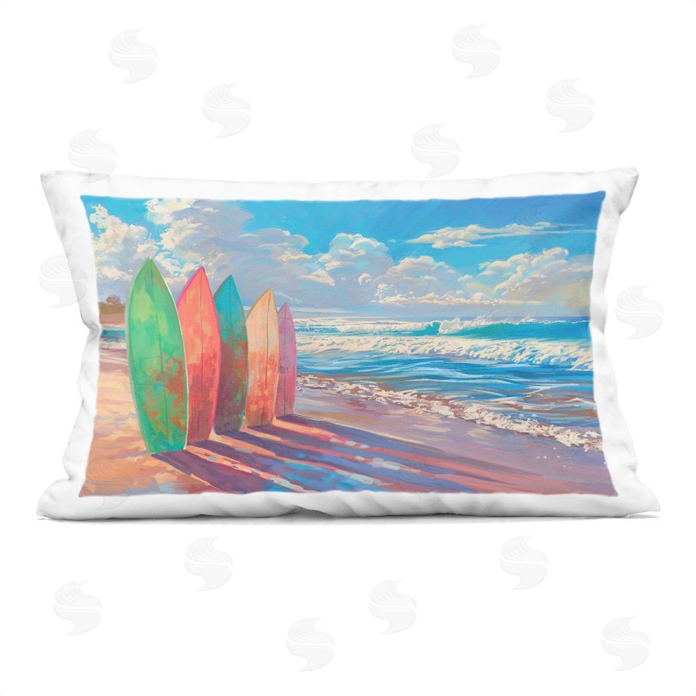 Ziwei Li Sunlit Surfboards by Shore Indoor Plush Polyester Lumbar Pillow