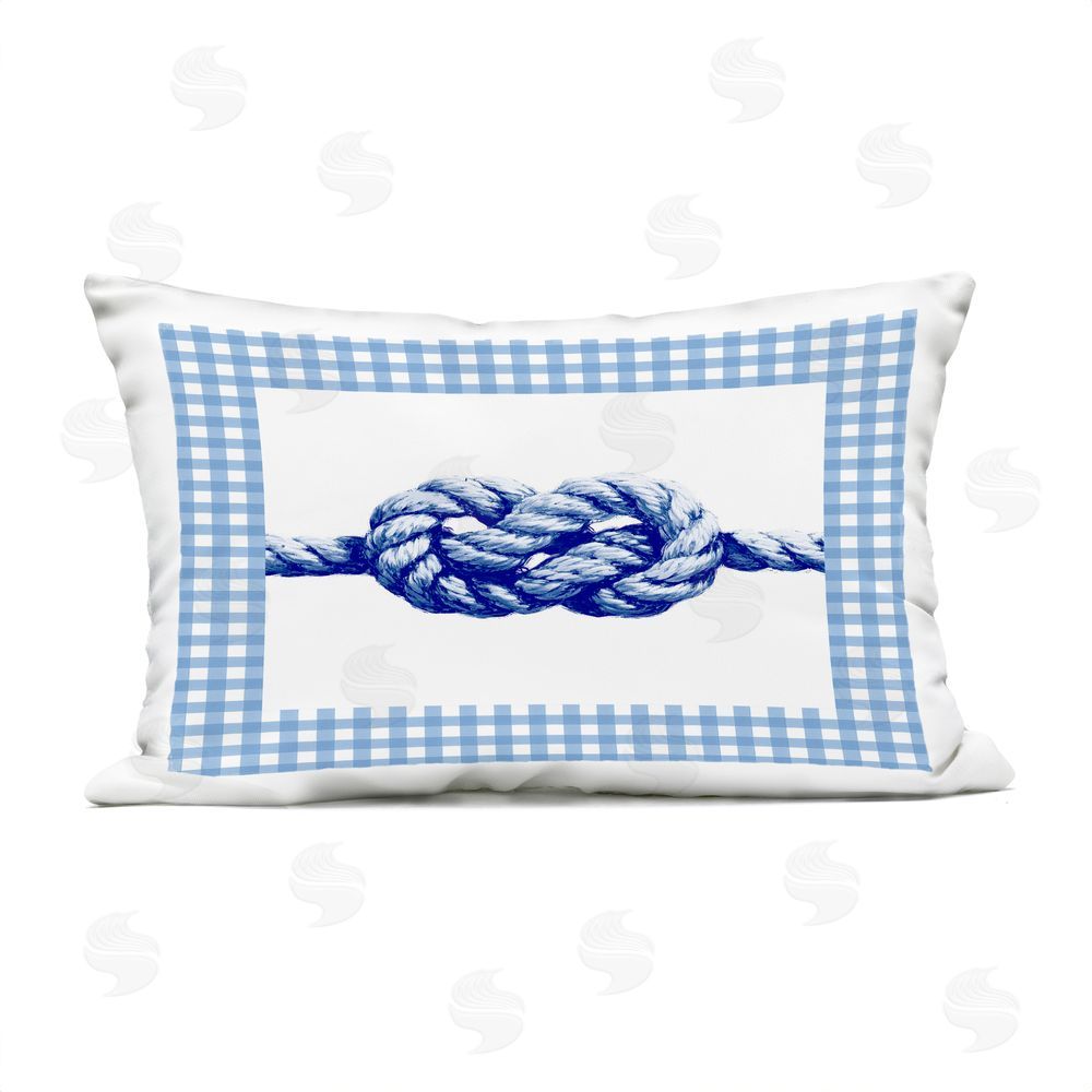 Ziwei Li Nautical Knot with Gingham Outdoor Quick-Dry Polyester Lumbar Pillow