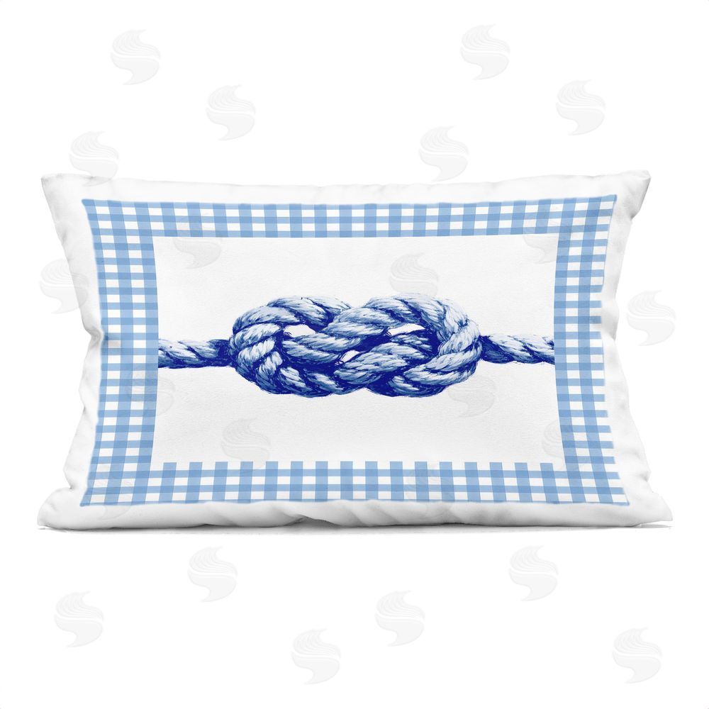 Ziwei Li Nautical Knot with Gingham Indoor Plush Polyester Lumbar Pillow