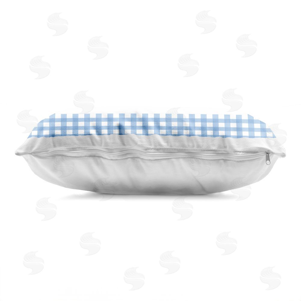 Ziwei Li Nautical Knot with Gingham Indoor Plush Polyester Lumbar Pillow Zipper Detail