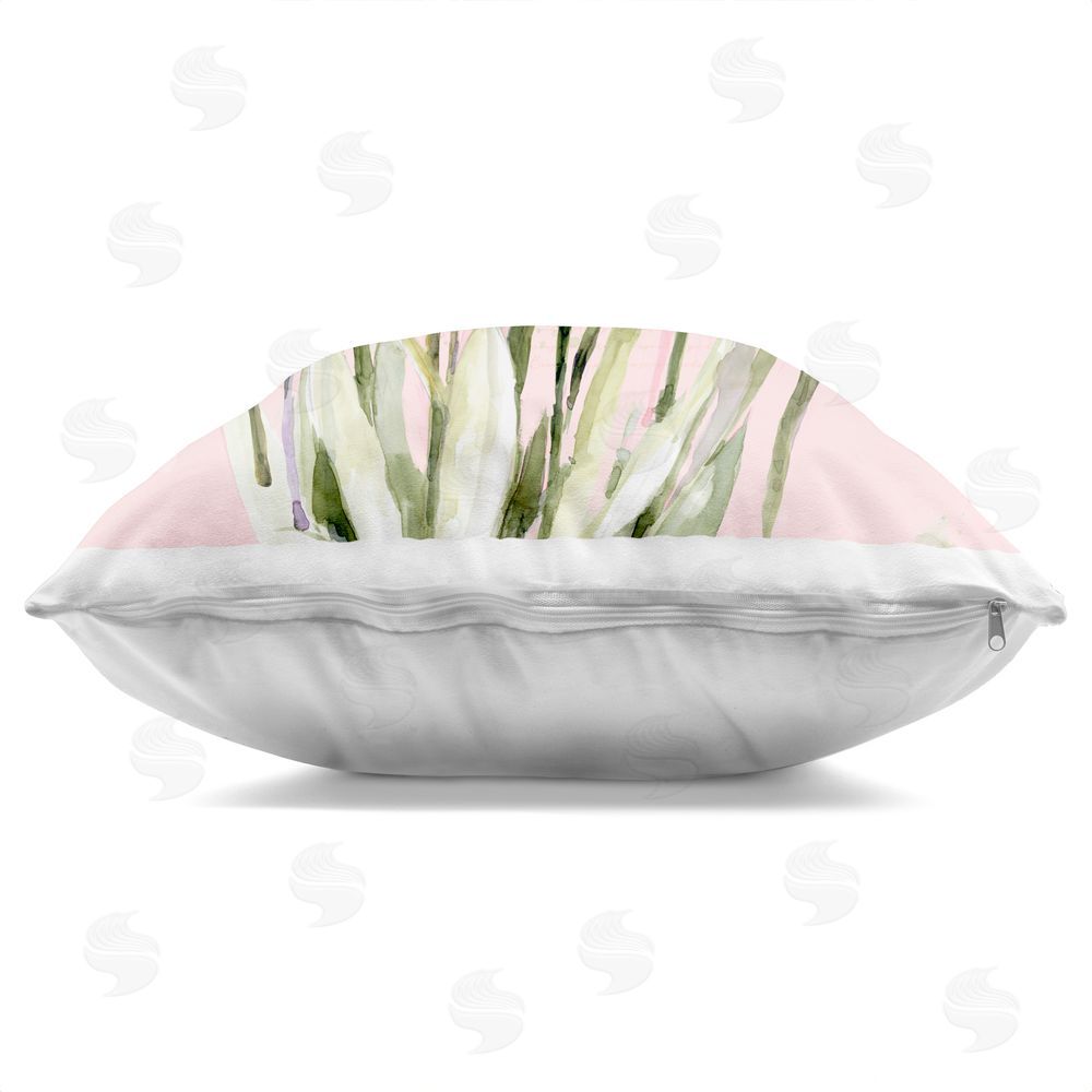 Susan Winget Purple Irises on Pink Indoor Plush Polyester Square Throw Pillow Zipper Detail