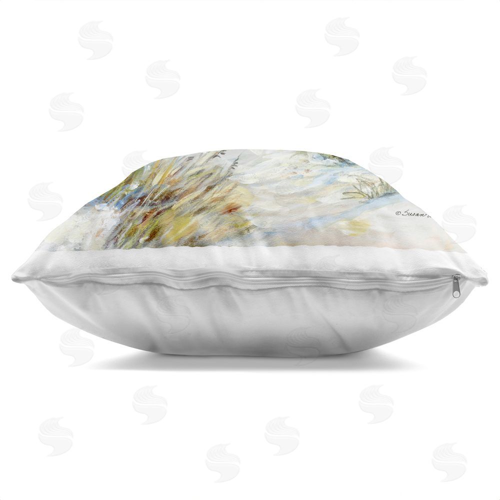 Susan Winget Beach Path Seagulls Overhead Indoor Plush Polyester Square Throw Pillow Zipper Detail