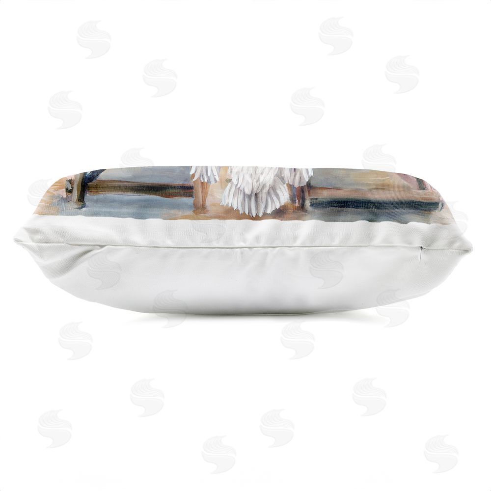 Stellar Design Studio Pelican Party Beachside Lounging Outdoor Quick-Dry Polyester Lumbar Pillow Zipper Detail