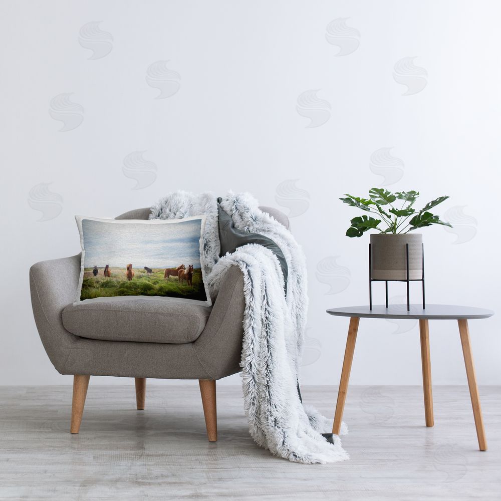 Susan Ball Free Spirit Horses in Pasture Plush Polyester Printed Lumbar Pillow on Chair