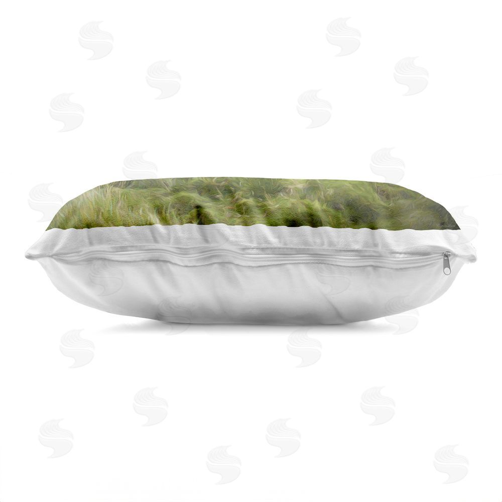 Susan Ball Free Spirit Horses in Pasture Indoor Plush Polyester Lumbar Pillow Zipper Detail