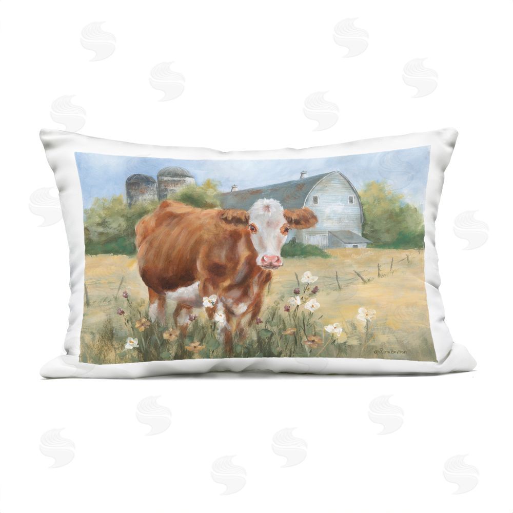 Pam Britton Gentle Guardian Cattle Outdoor Quick-Dry Polyester Lumbar Pillow