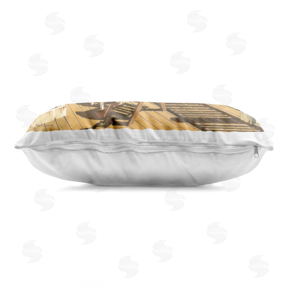 John Rossini Sunlit Coastal Porch Comfort Indoor Plush Polyester Lumbar Pillow Zipper Detail