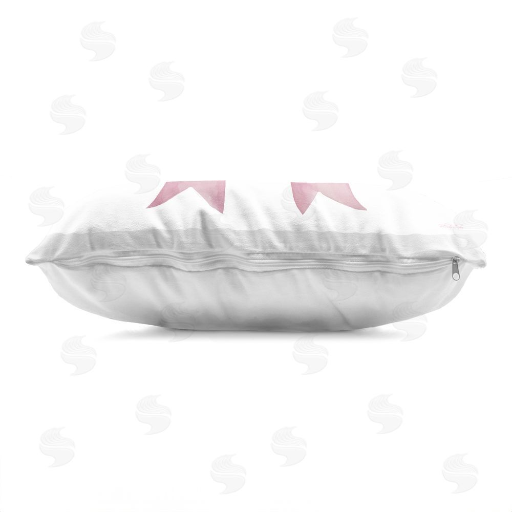 Cindy Jacobs I Like Big Bows Pink Ribbon Indoor Plush Polyester Lumbar Pillow Zipper Detail