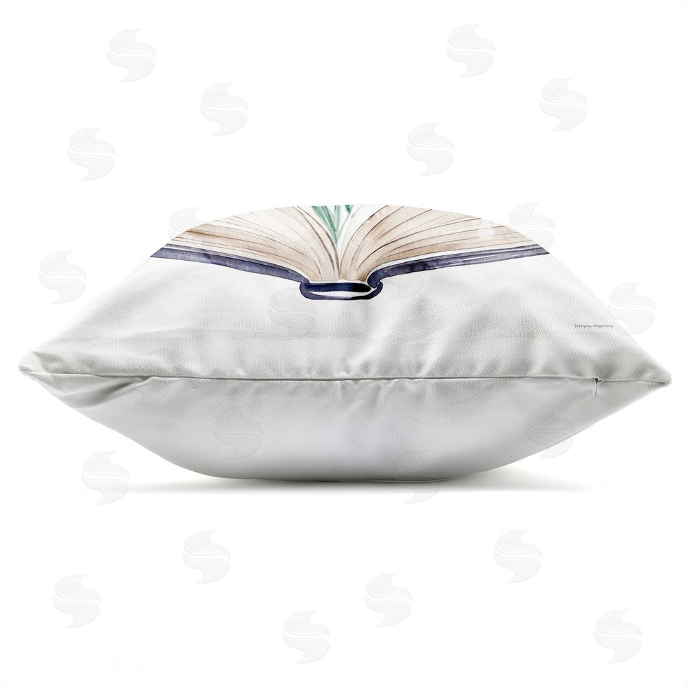 Svetlana Aleynikova I'd Rather Be Reading with Blooms Outdoor Quick-Dry Polyester Square Throw Pillow Zipper Detail