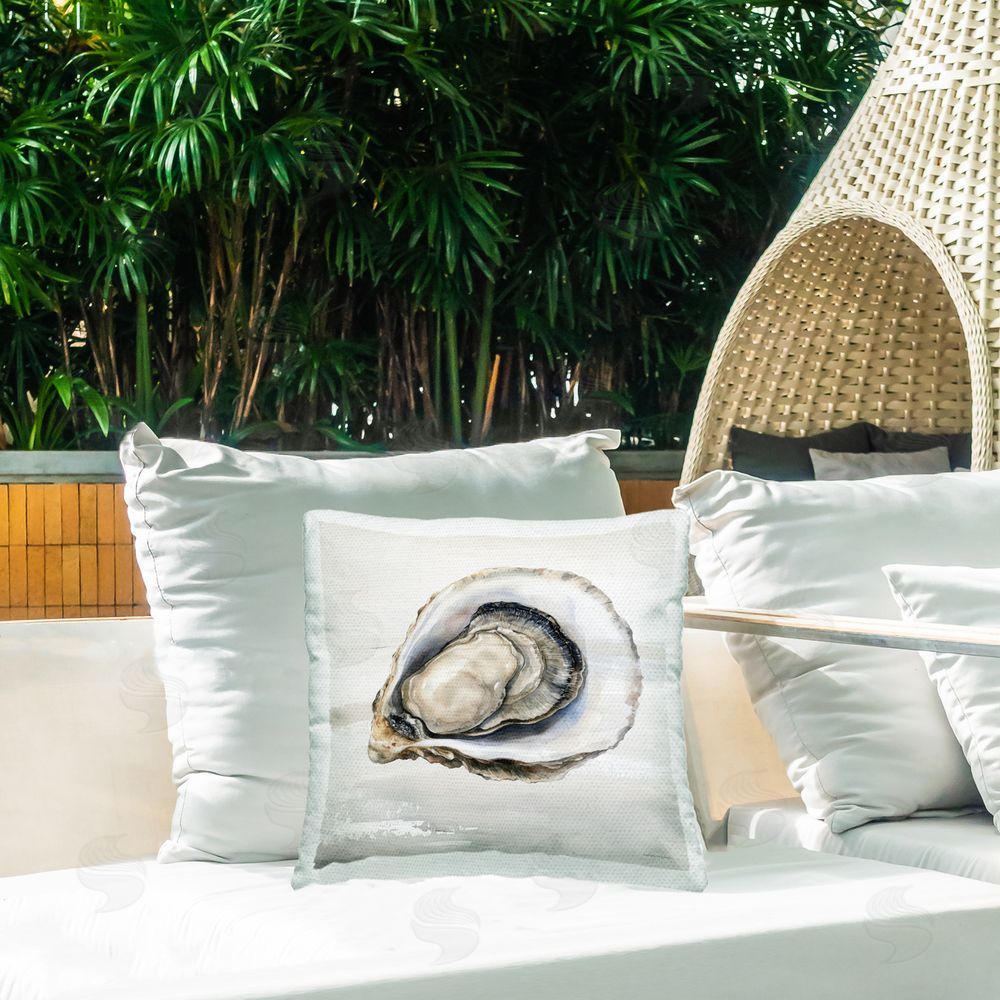 Svetlana Aleynikova Lonely Oyster Shell Outdoor Quick-Dry Polyester Printed Square Pillow on Patio