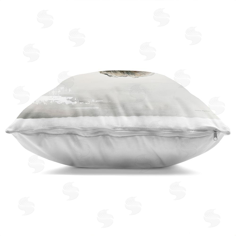 Svetlana Aleynikova Lonely Oyster Shell Indoor Plush Polyester Square Throw Pillow Zipper Detail