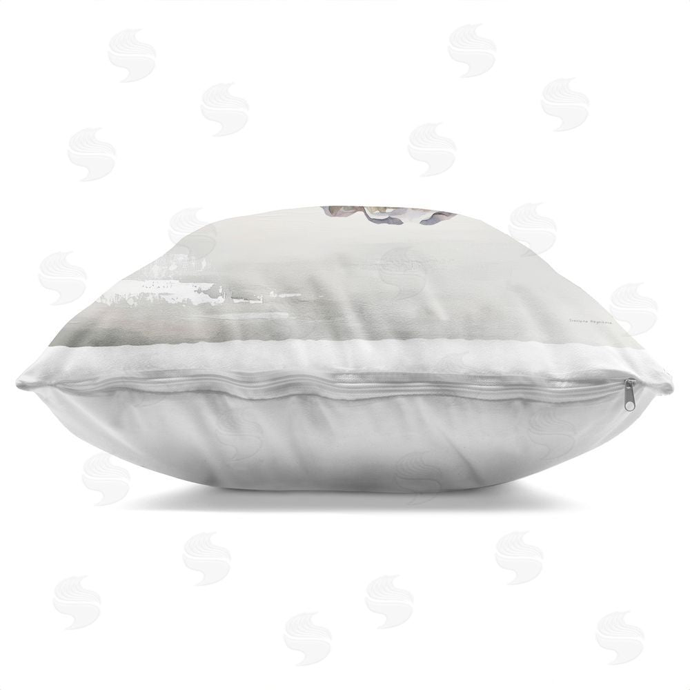 Svetlana Aleynikova Oceanic Oyster in Neutrals Indoor Plush Polyester Square Throw Pillow Zipper Detail