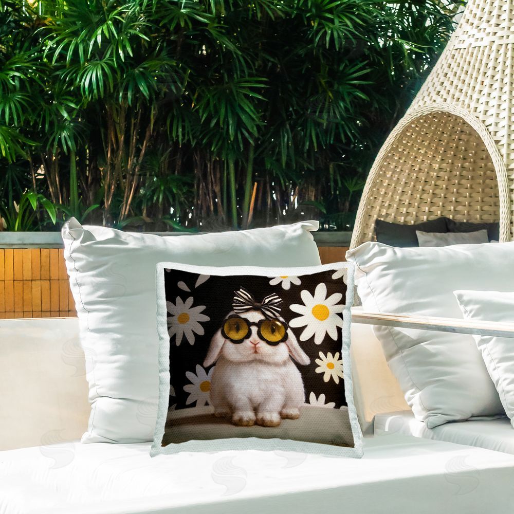 Lucia Heffernan Boopsie Daisy Bunny Square Outdoor Quick-Dry Polyester Throw Pillow on Seat