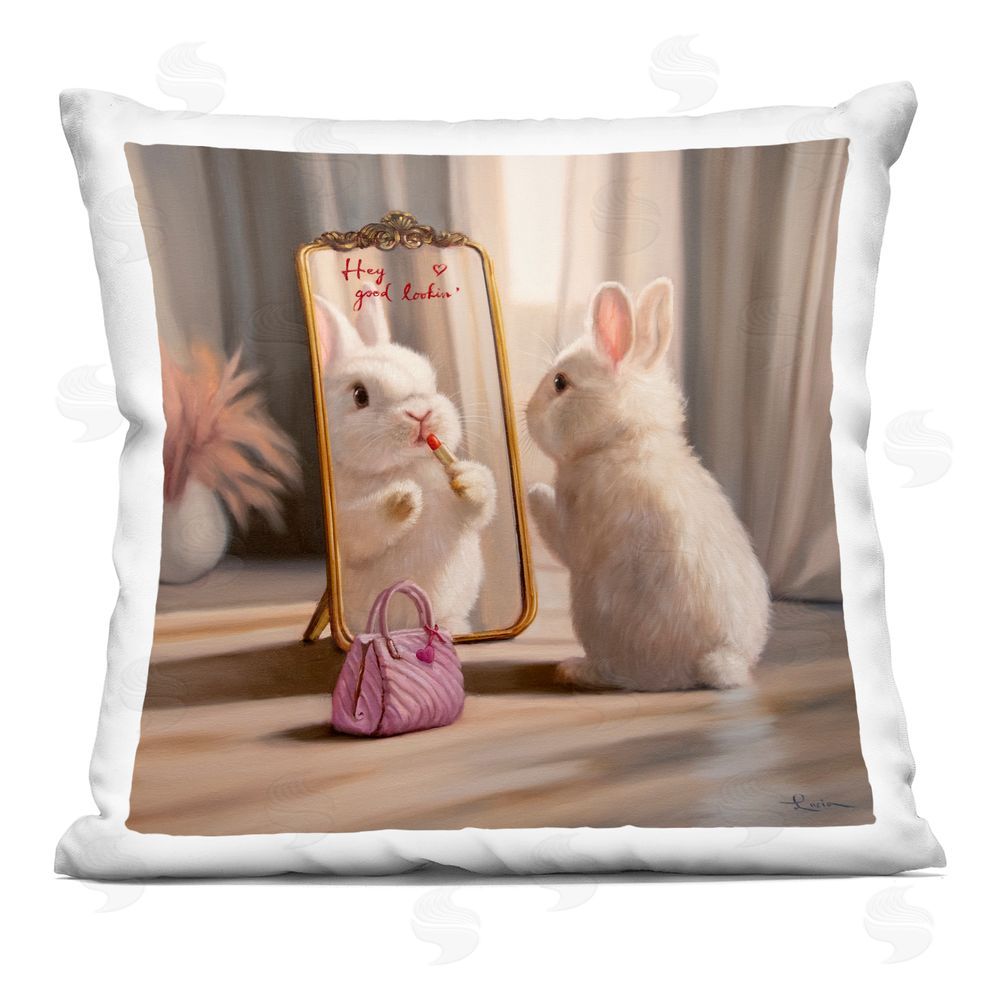 Lucia Heffernan Final Touch Makeup Bunny Square Plush Polyester Throw Pillow