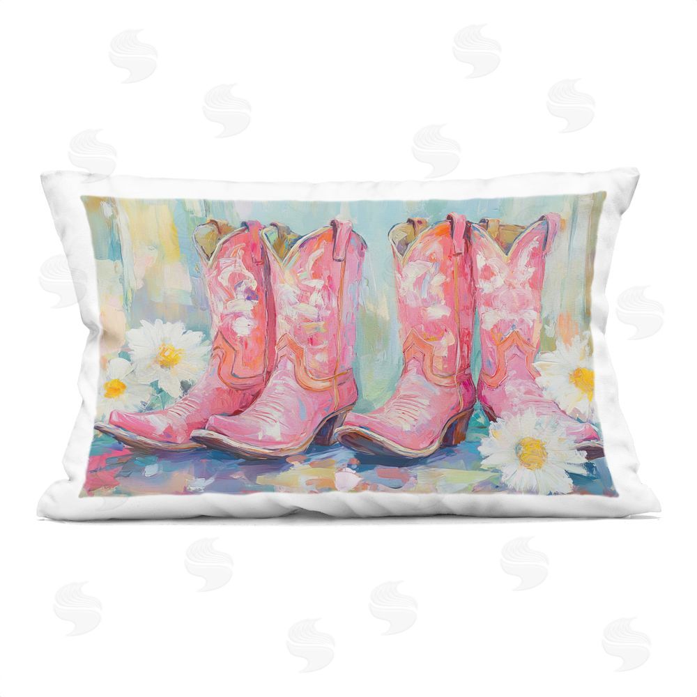 Tina LeCour Pink Cowgirl Boots Pairs Square Outdoor Quick-Dry Polyester Throw Pillow