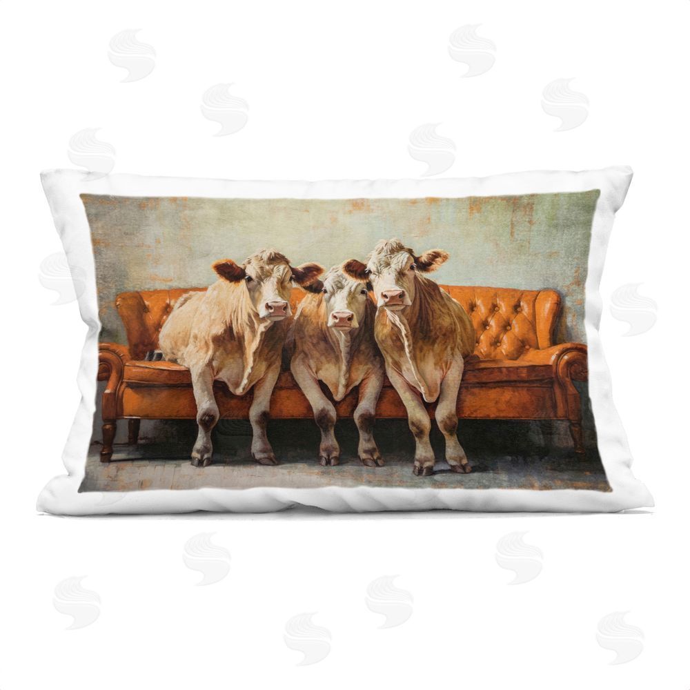 Tina LeCour Cows Just Chillin' Square Outdoor Quick-Dry Polyester Throw Pillow
