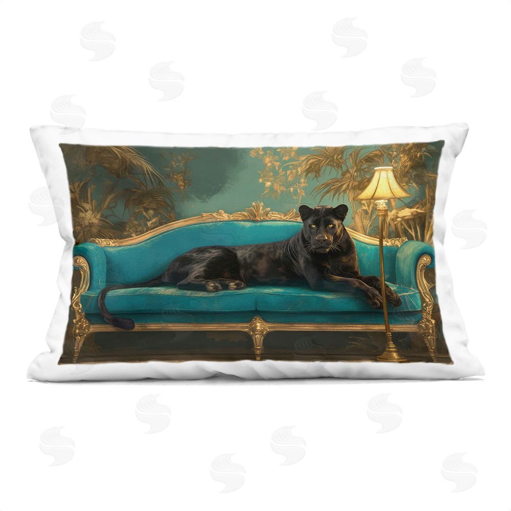 Tina LeCour Exotic Lounging Panther Square Outdoor Quick-Dry Polyester Throw Pillow