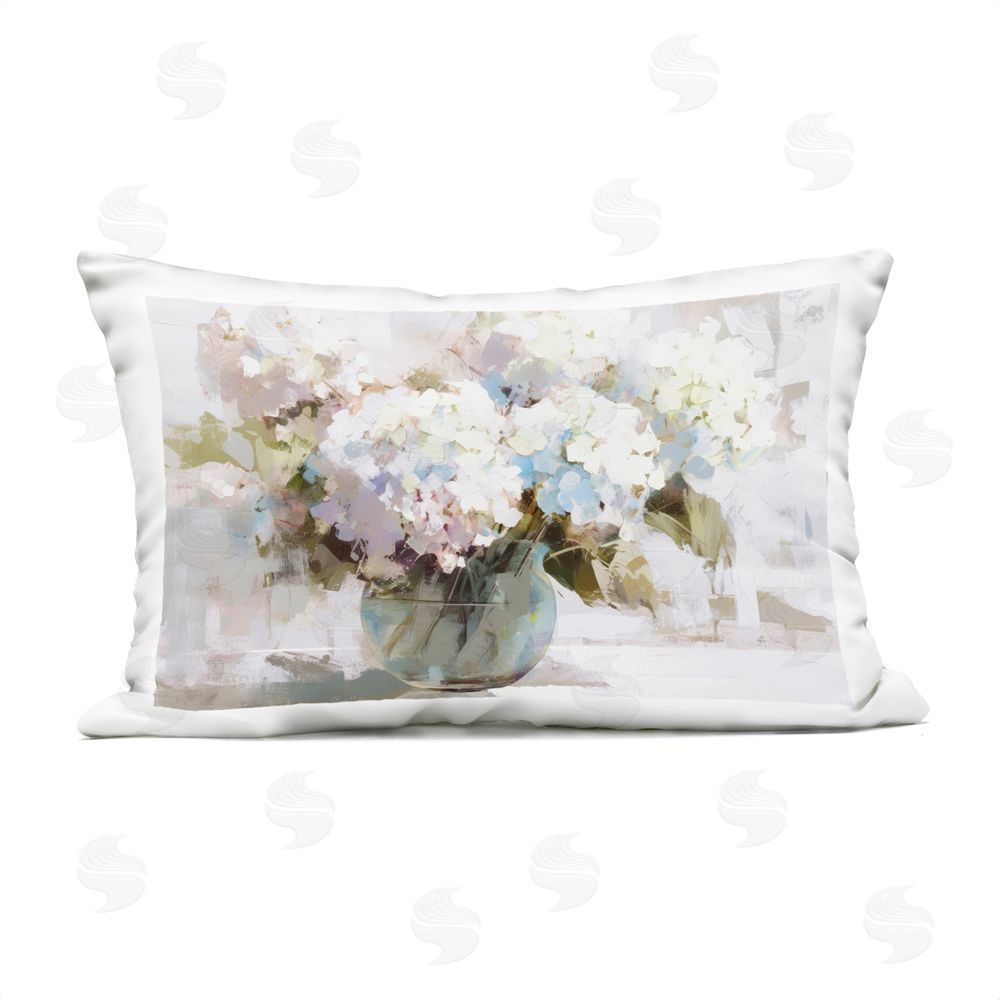Tina LeCour Blushing Bride Garden Flowers Lumbar Outdoor Quick-Dry Polyester Throw Pillow