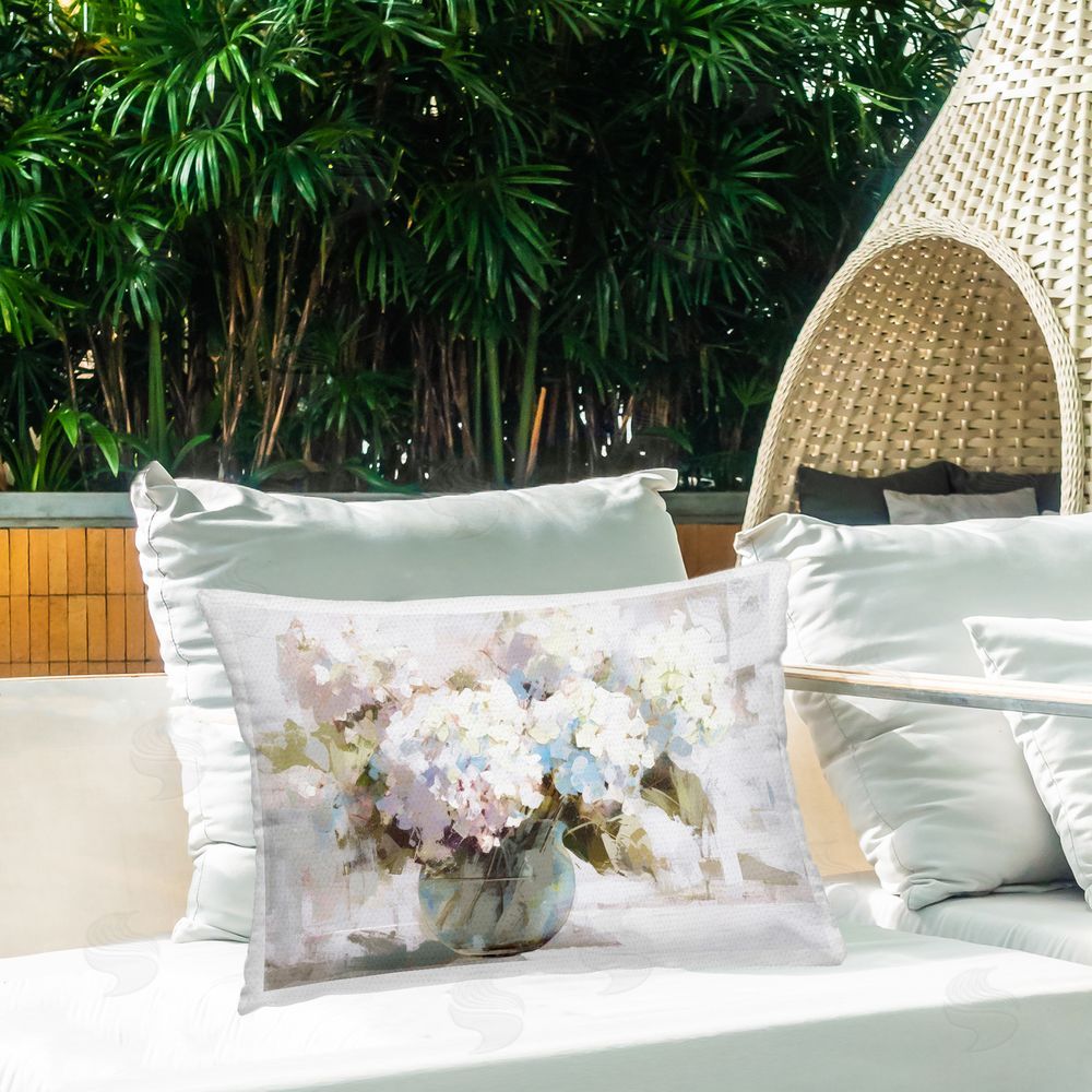 Tina LeCour Blushing Bride Garden Flowers Lumbar Outdoor Quick-Dry Polyester Throw Pillow on Seat