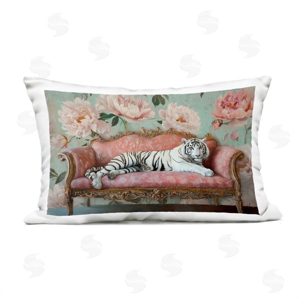 Tina LeCour Where The Tiger Dreams Lumbar Outdoor Quick-Dry Polyester Throw Pillow