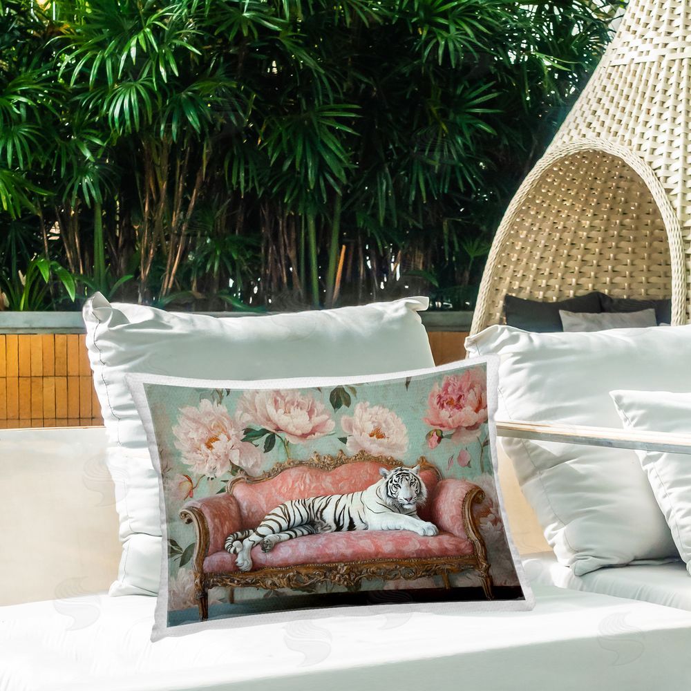Tina LeCour Where The Tiger Dreams Lumbar Outdoor Quick-Dry Polyester Throw Pillow on Seat