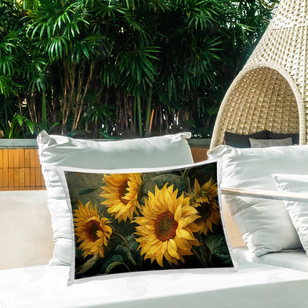 Tina LeCour Sunflowers For The Soul Lumbar Outdoor Quick-Dry Polyester Throw Pillow on Seat