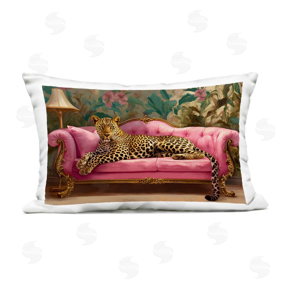 Tina LeCour Exotic Lounging Leopard Lumbar Outdoor Quick-Dry Polyester Throw Pillow