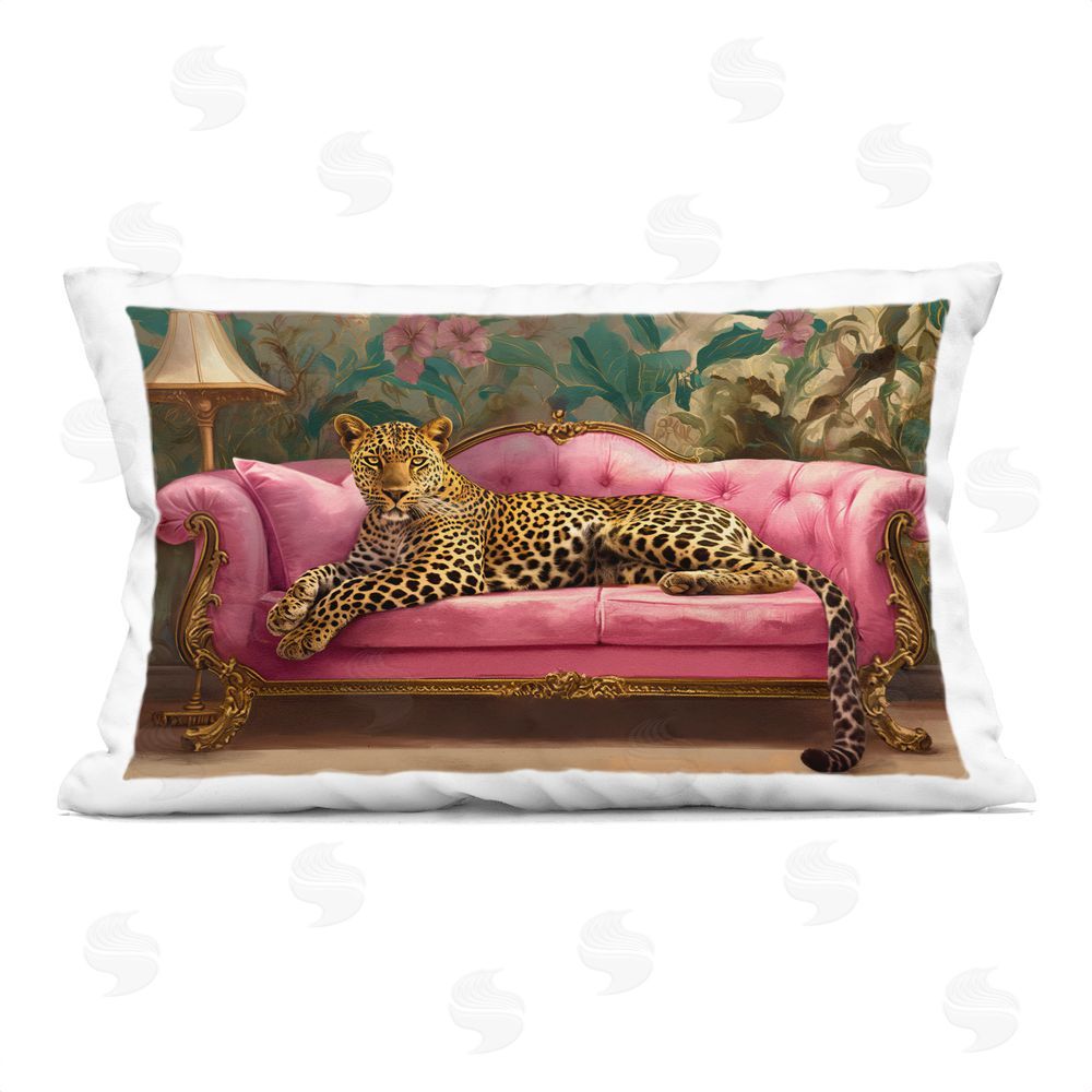 Tina LeCour Exotic Lounging Leopard Square Outdoor Quick-Dry Polyester Throw Pillow