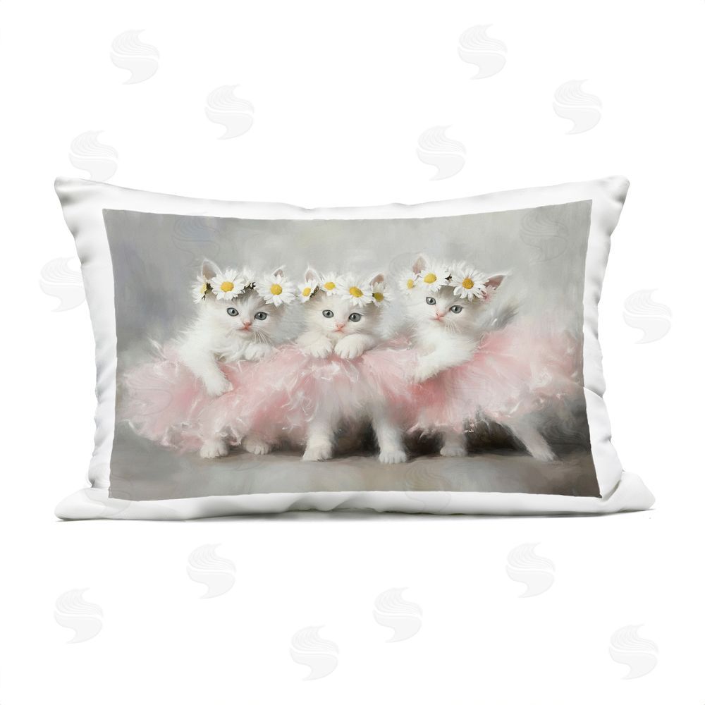 Tina LeCour Dancing Kittens in Tutus Lumbar Outdoor Quick-Dry Polyester Throw Pillow