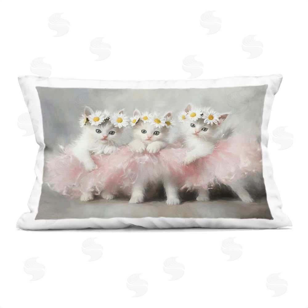 Tina LeCour Dancing Kittens in Tutus Square Outdoor Quick-Dry Polyester Throw Pillow