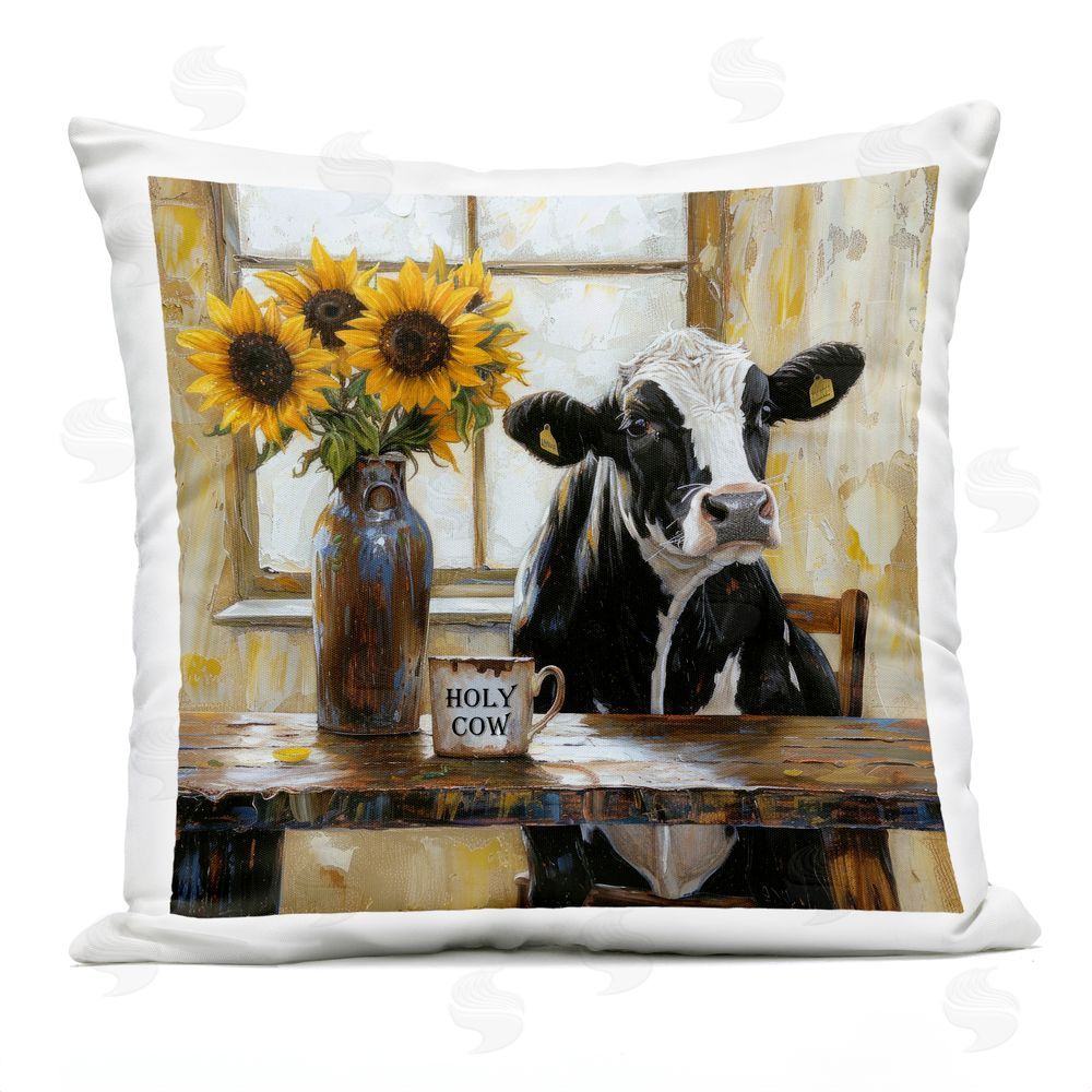 Tina LeCour Holy Cow Rustic Farm Table Square Outdoor Quick-Dry Polyester Throw Pillow
