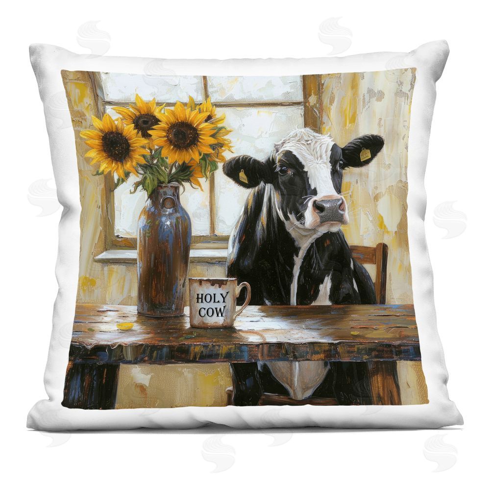 Tina LeCour Holy Cow Rustic Farm Table Square Plush Polyester Throw Pillow