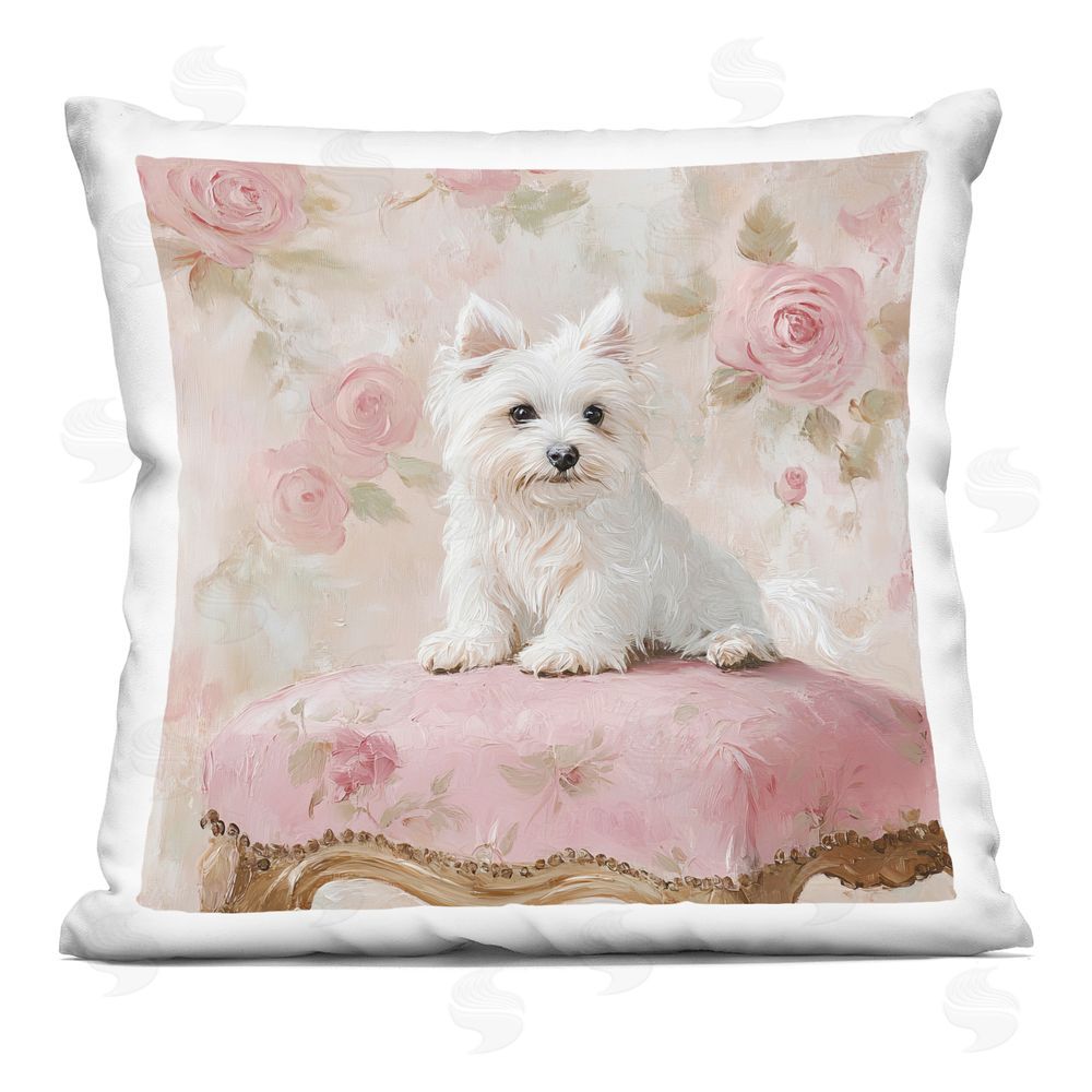 Tina LeCour Fancy Francesca Puppy Square Plush Polyester Throw Pillow